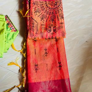 Pure Handloom Saree With Ready Blouse Very New