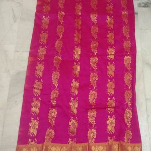 Rose Pink Colour Banarasi Silk Saree.