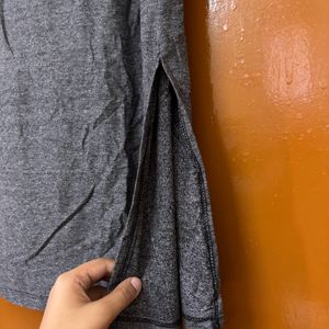 Stalk Grey Sporty Dress With Side Slit