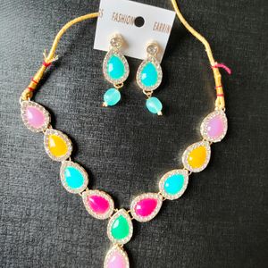 Multicolour Kundan Necklace Set