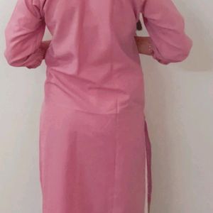 Pink Kurti With White Embroidery