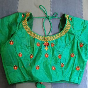 Sea Green Lahenga choli with Doli work