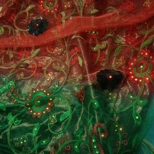 Sale Today Thread Embroidery Red And Green Suit