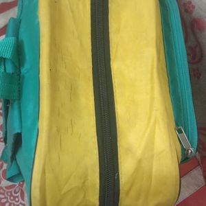 Green And Yellow Colour Combination School Bag.