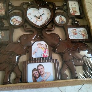 Family Photo Frame With Clock Wall Hanging