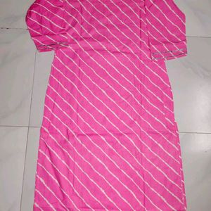 Pink Laheriya Cotton Kurti