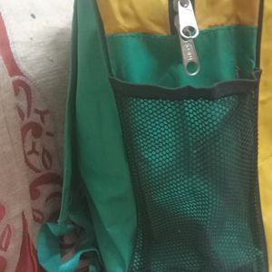 Green And Yellow Colour Combination School Bag.