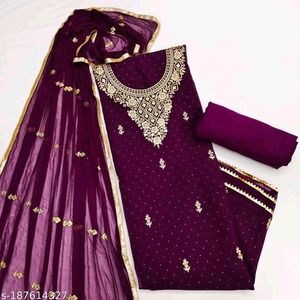 Georgette Embroidered Unstitched Salwar Suit Dress