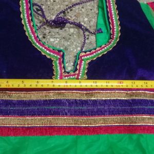 Green With Purple Anarkali Kurta