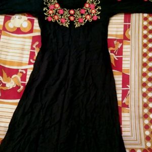 Black A-line Kurta For Festival Or Any Family Occa