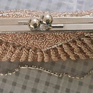 Peach Beaded Clutch