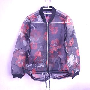 Zip Up Sheer Organza Bomber Jacket