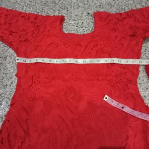 ♥️ Red Short Frock With Bottom