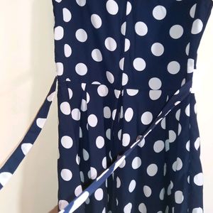 Polka Dots Flared Frock With Coat