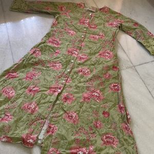 Summer Cotton Kurta With Beautiful Flowers