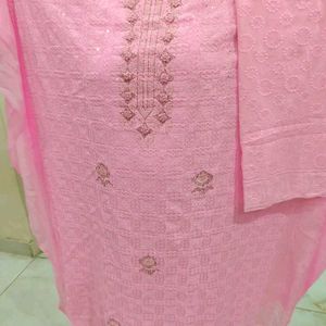 Pink Suit With Duppata And Pant  Unstitched