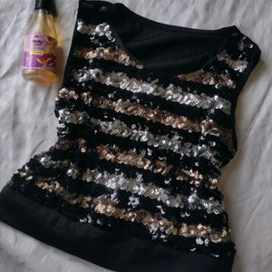 Black Sequin Sleeveless Top