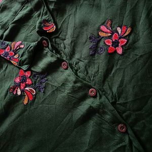 Embroidered Crop Shirt