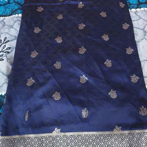 Nevy Blue Sallu Saree With Blouse Pis