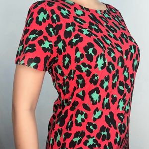 Red Leopard Print Dress Size S