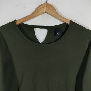 Green Full Sleeves Round Neck Top (Women's)