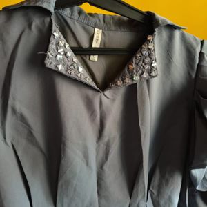 Sale! Sale!! Balloon Top (Grey) With Neck Des