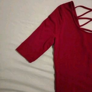 Criss- Vross Back Red Top For Women