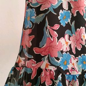 Zara Floral Ruffle Chiffon Dress
