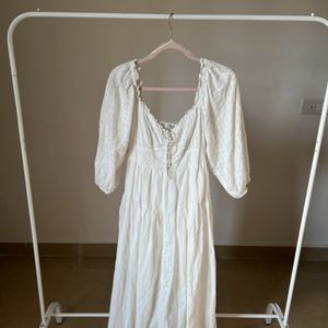 Broderie White Cotton Midi Dress