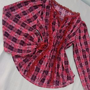 New Korean Ruffled Neck Puff Sleeves Shirt