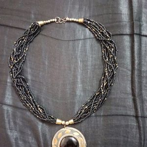Multilayered Black Beads Necklace
