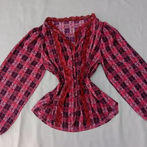 New Korean Ruffled Neck Puff Sleeves Shirt