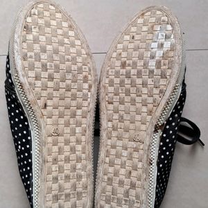 Charcoal Black Casual Shoes With Star Prints