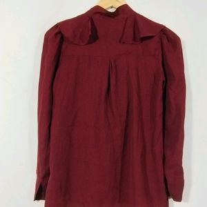 Maroon High Neck Casual Top (Women)