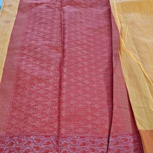 BENGALI PAAR WALI BANARI COTTON SILK SARI💛