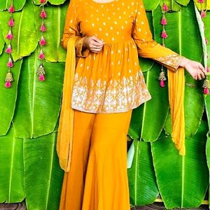 Yellow Sharara Suit Set