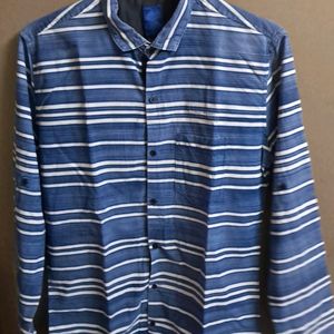 Mens Blue N White Stripped Shirt.