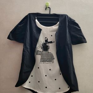 Casual Black & White Top for Women/ Girls