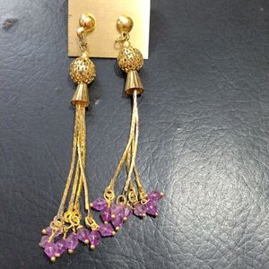 Golden Light Purple Earrings