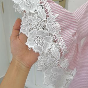 Coquette Pink White Lace Bell Sleeve Princes Top