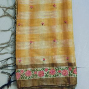 Threaded Golden Color Saree