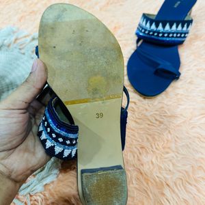 Blue Color Hand Work Max Sandal