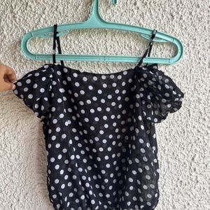 Cute Off The Shoulder Polka Dots MeshTor