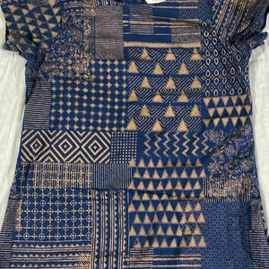 Max Blue & Gold Printed Dress