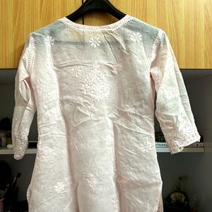 Baby Pink Women Short Kurta- Small Size