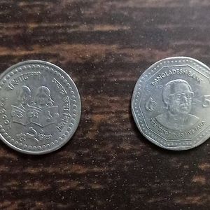 Mixed Bangladesh Coins + Indian Commemorative Coin