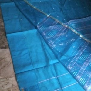 blue fancy thread work light weight saree