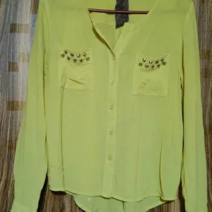 Yellow See Through Polyester Top