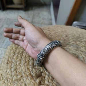 Silver Replica Antique Look Chitai Work Bangle