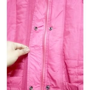 Pink Woolen Fur Puffer Jacket For Women✨